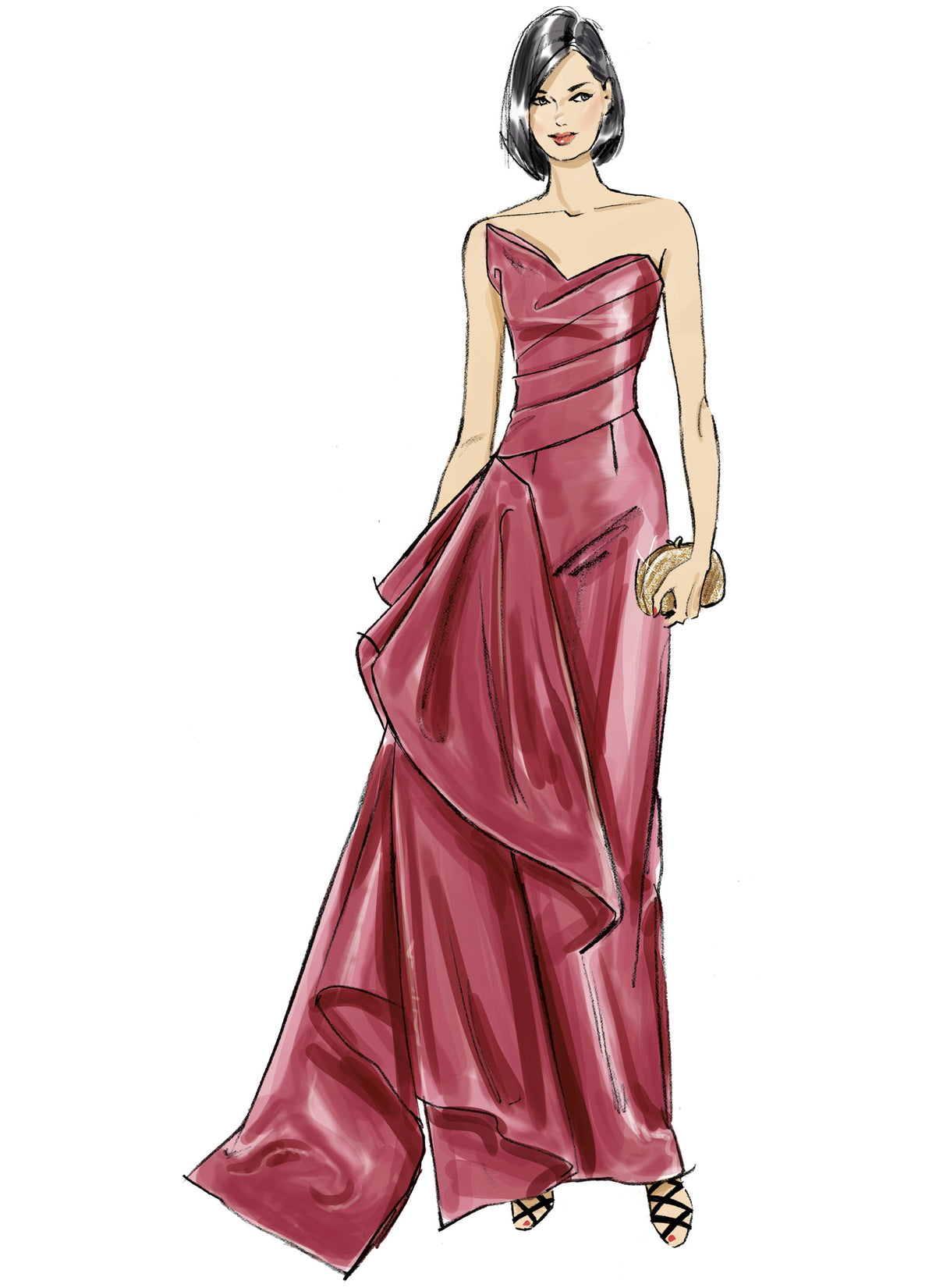 Vogue Patterns V2131 envelope showing the strapless gown designs