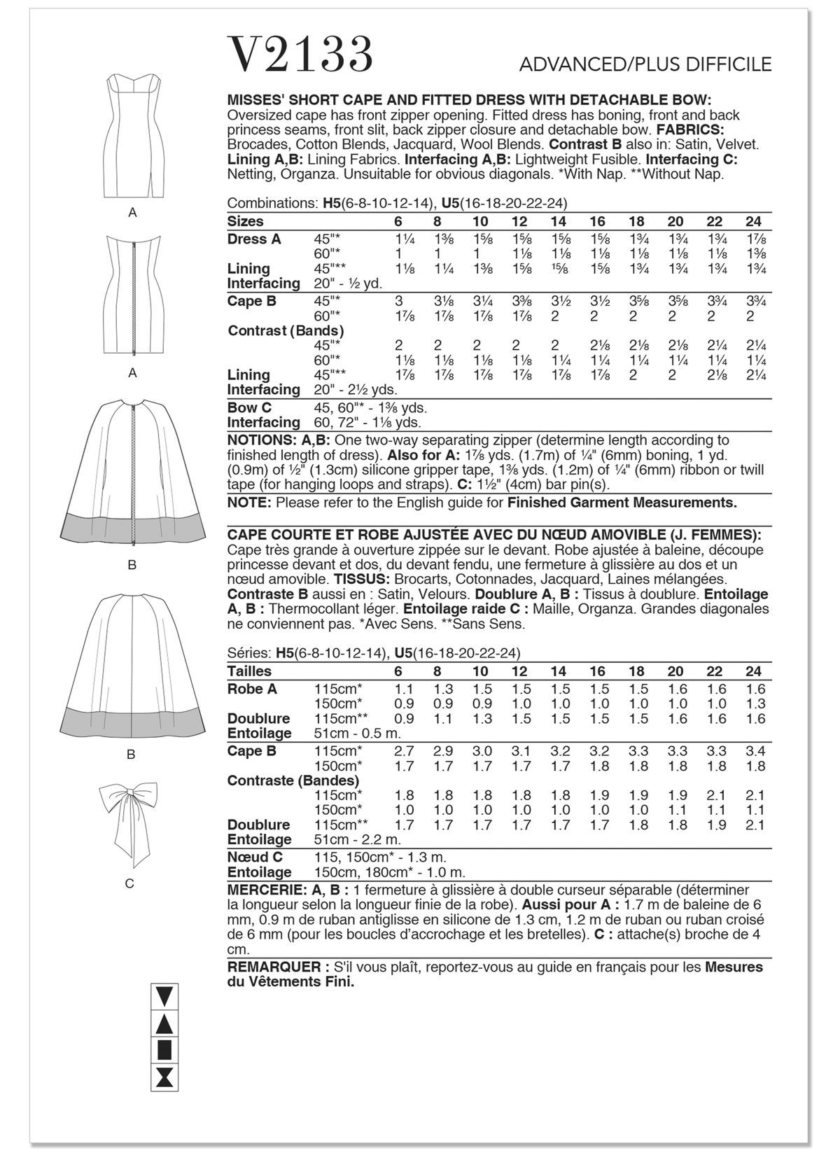 Vogue Patterns V2133 envelope showing the oversized cape designs