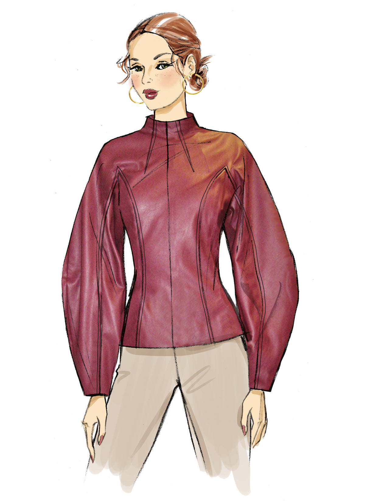 Vogue Patterns V2134 envelope showing the funnel neck top designs