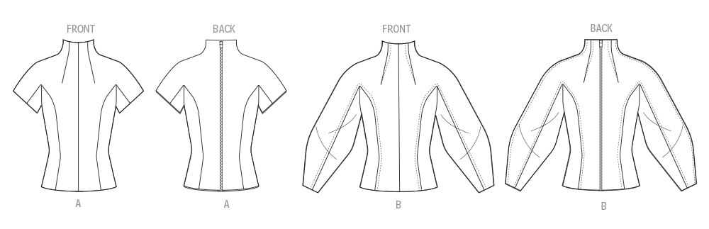 Vogue Patterns V2134 envelope showing the funnel neck top designs