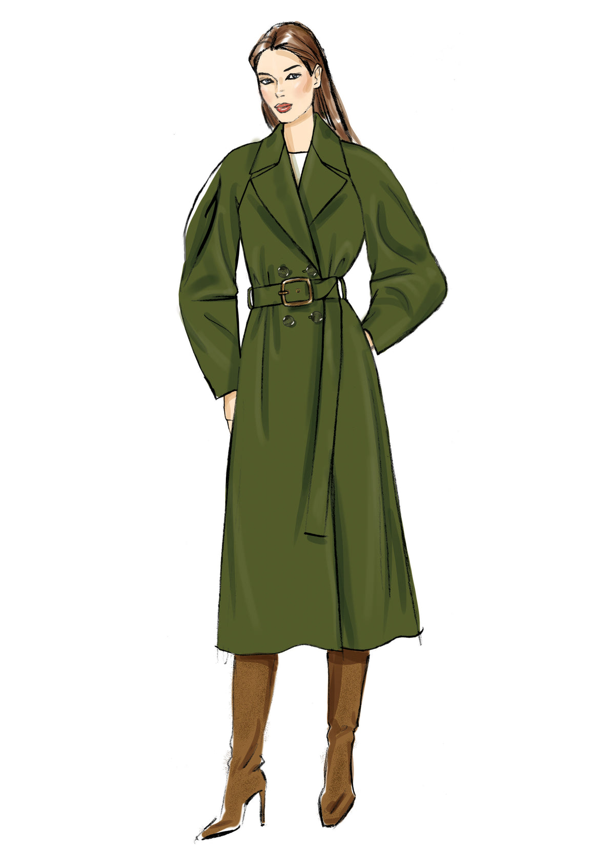 Vogue Patterns V2137 envelope showing a double breasted trench coat