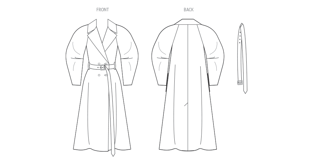 Vogue Patterns V2137 envelope showing a double breasted trench coat