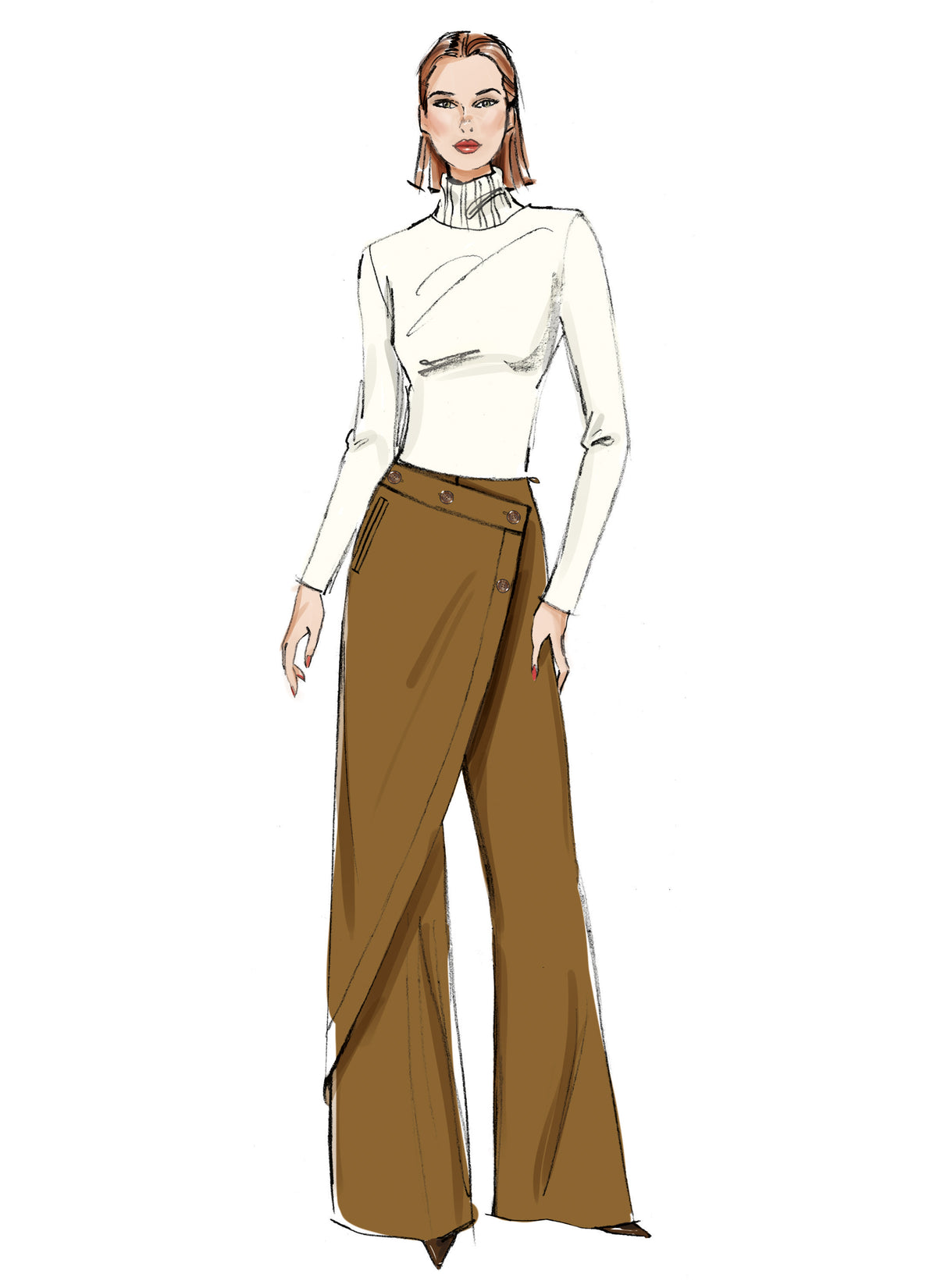 Vogue Patterns V2138 envelope showing a full leg wrap trousers