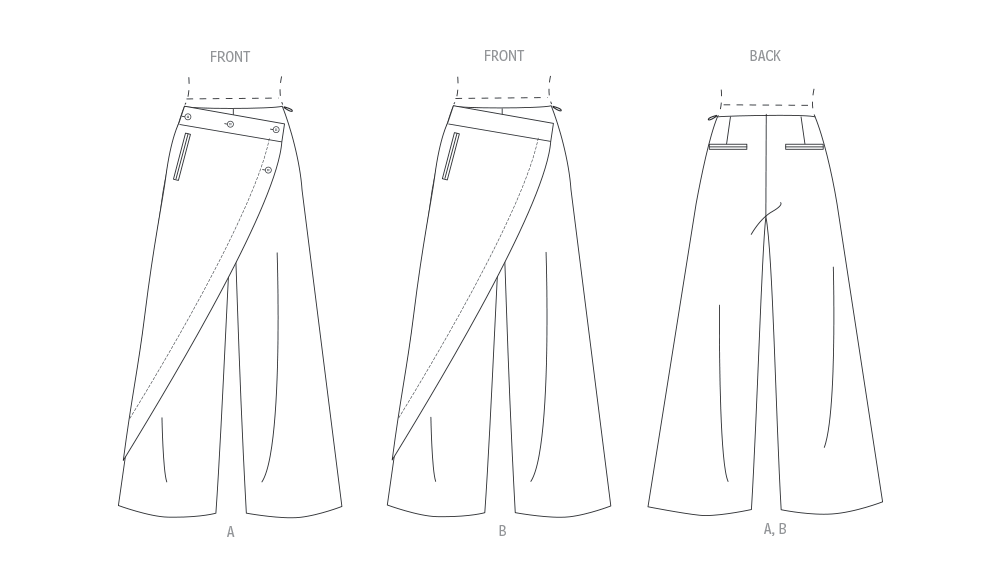 Vogue Patterns V2138 envelope showing a full leg wrap trousers