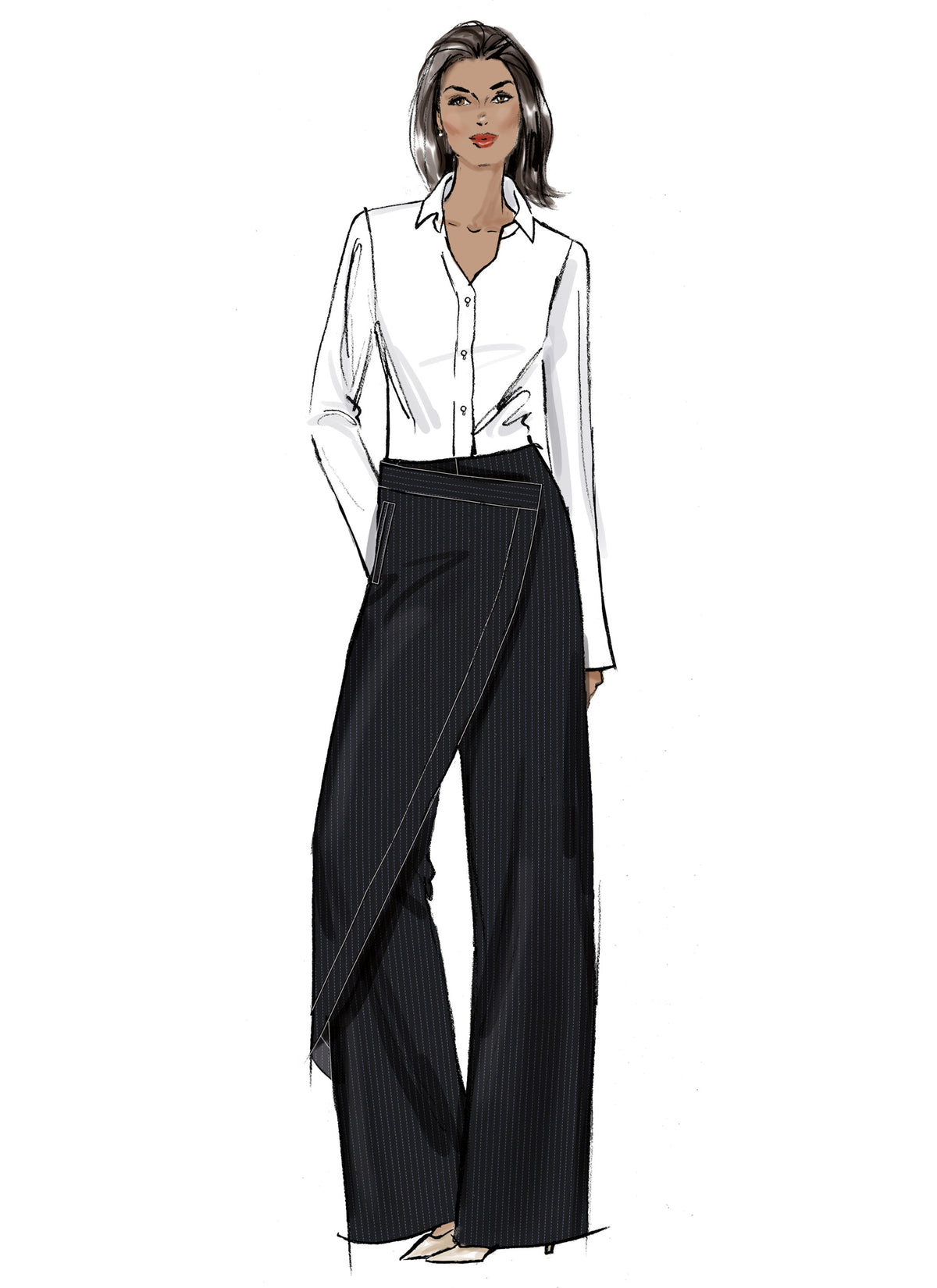 Vogue Patterns V2138 envelope showing a full leg wrap trousers