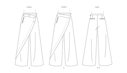 Vogue Patterns V2138 envelope showing a full leg wrap trousers