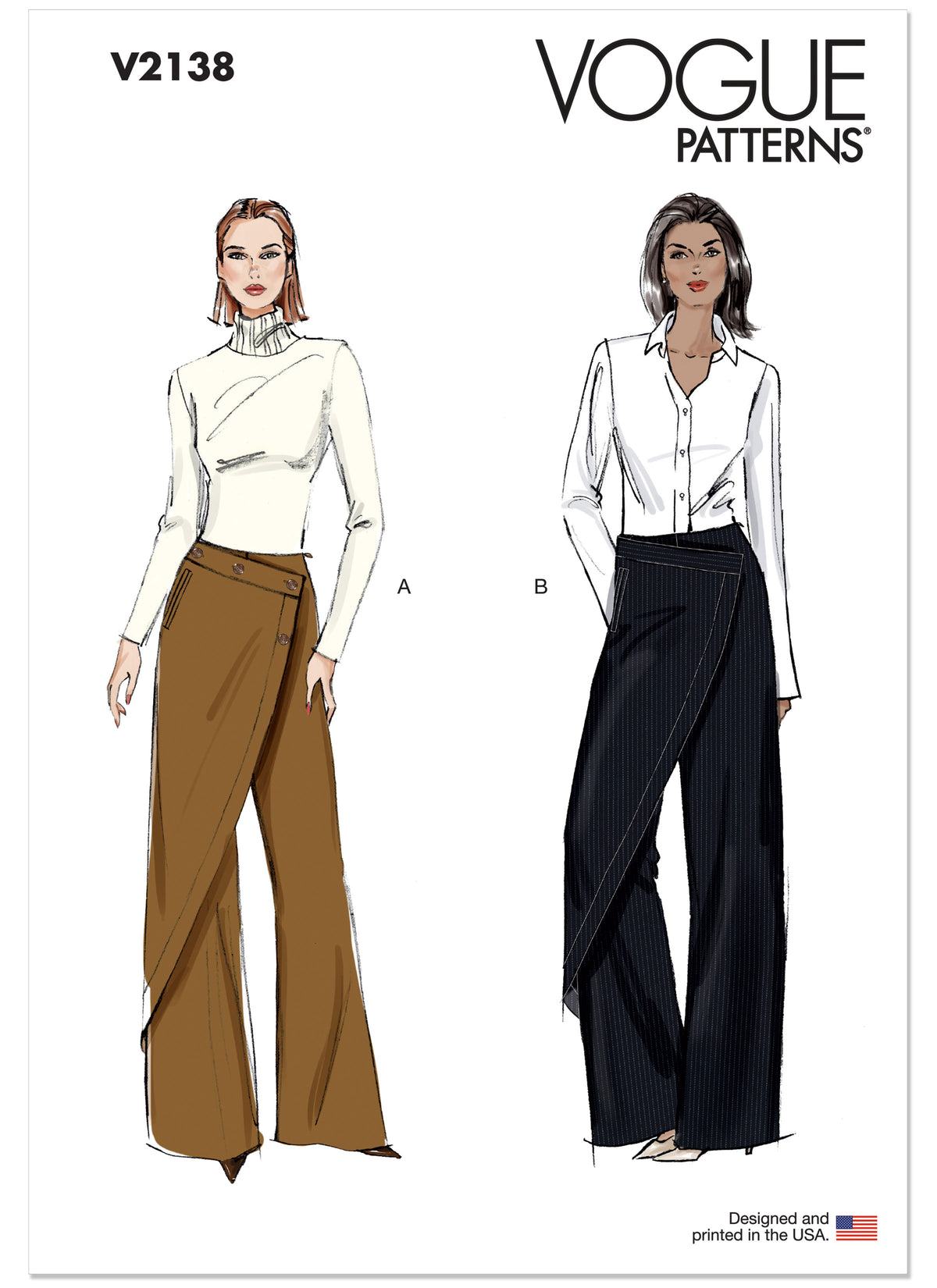 Vogue Patterns V2138 envelope showing a full leg wrap trousers