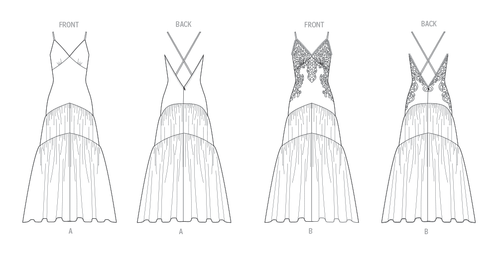 Vogue Patterns V2139 envelope showing a floor length lingerie dress