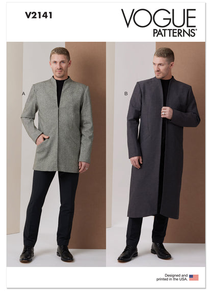 Vogue Patterns V2141 envelope showing a men's lined jacket