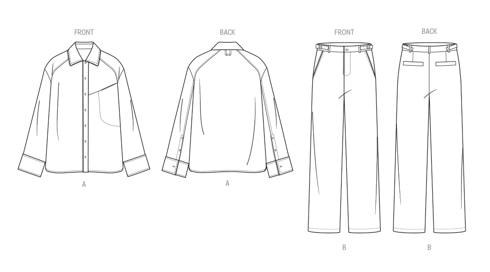 Vogue Patterns V2142 envelope showing a men's drop shoulder shirt