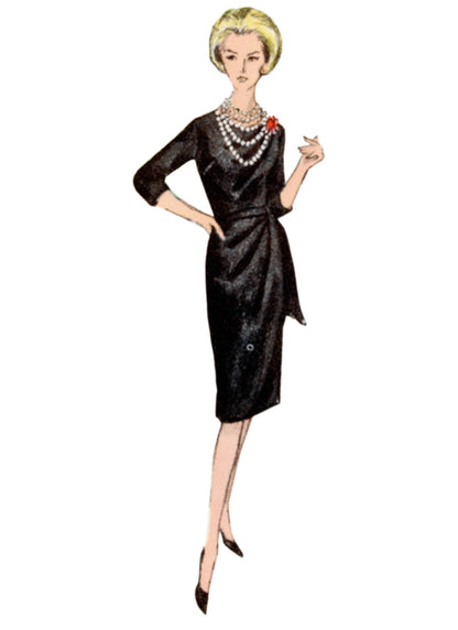 Vogue Patterns V2144 envelope showing a vintage 1962 draped dress