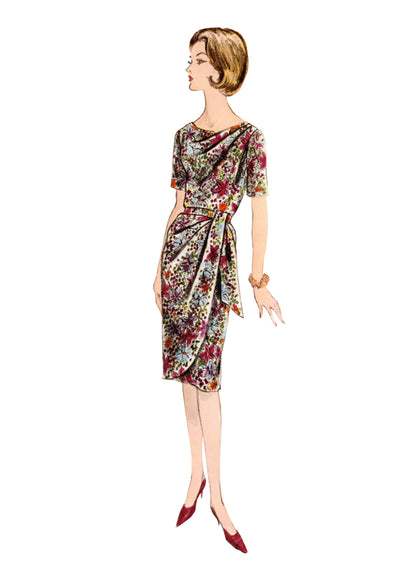 Vogue Patterns V2144 envelope showing a vintage 1962 draped dress