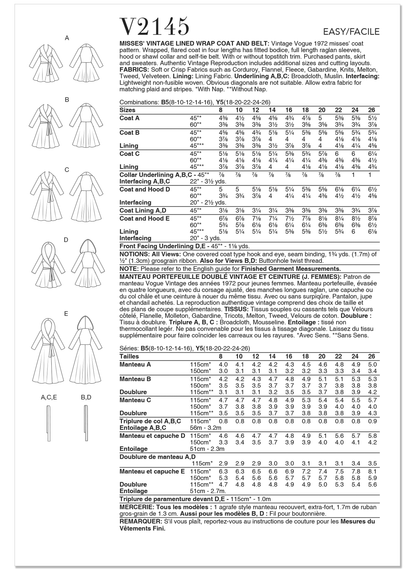 Vogue Patterns V2145 envelope showing a vintage 1972 coat