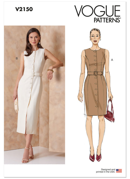 Vogue Patterns V2150 envelope showing a lined sheath dress