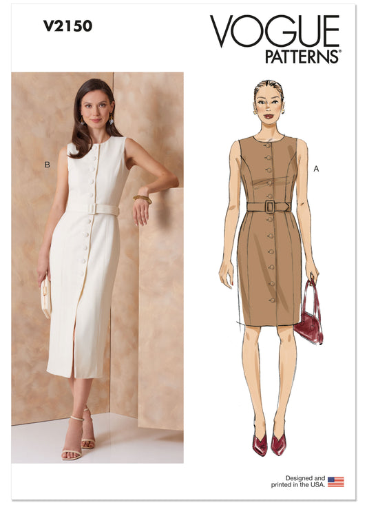 Vogue Patterns V2150 envelope showing a lined sheath dress