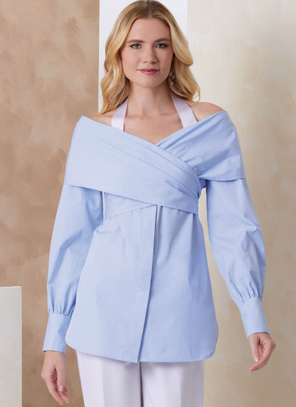 Vogue Patterns V2158 envelope showing a off the shoulder draped top