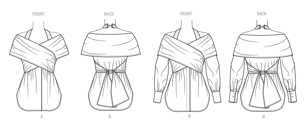 Vogue Patterns V2158 envelope showing a off the shoulder draped top