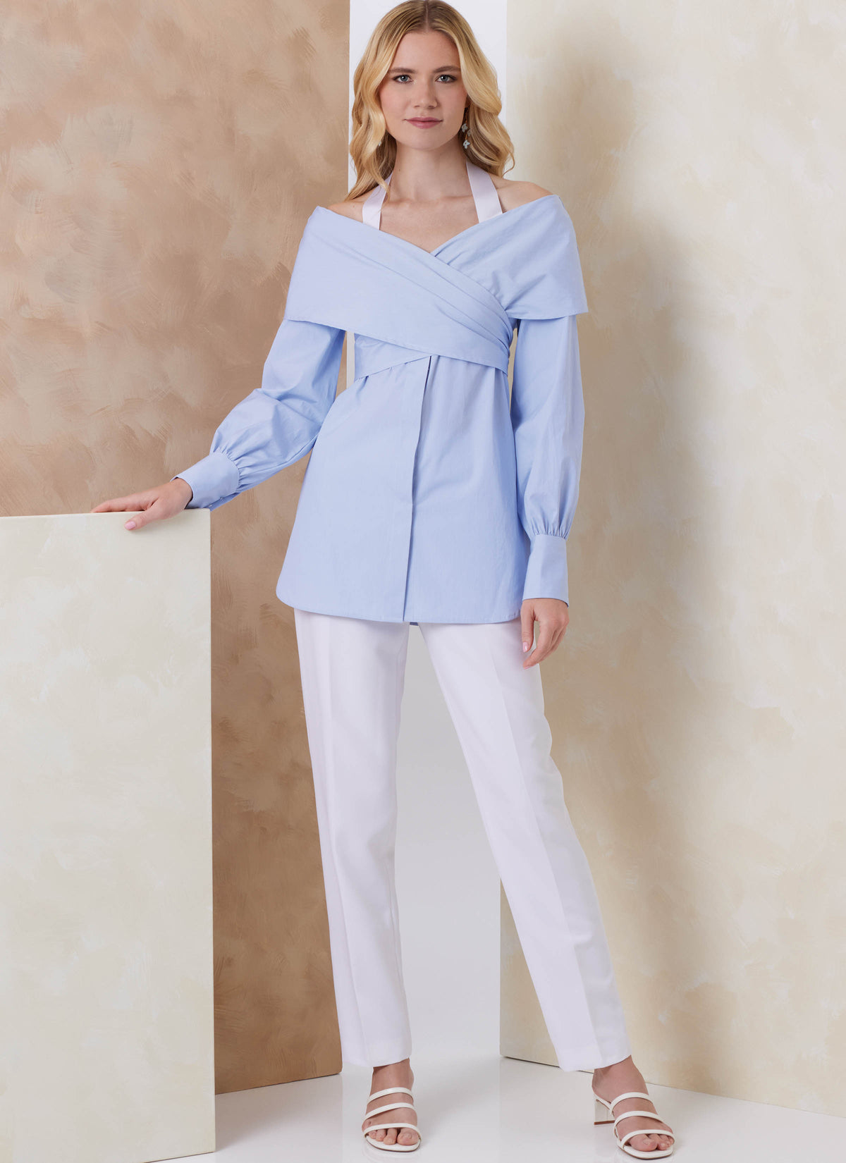 Vogue Patterns V2158 envelope showing a off the shoulder draped top