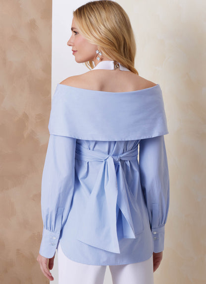 Vogue Patterns V2158 envelope showing a off the shoulder draped top