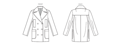 Vogue Patterns V2159 envelope showing a lined double breasted jacket
