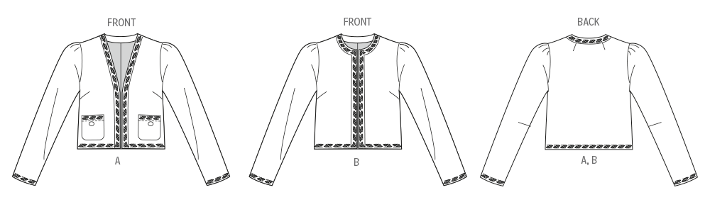 Vogue Patterns V2160 envelope showing a cropped lined jacket