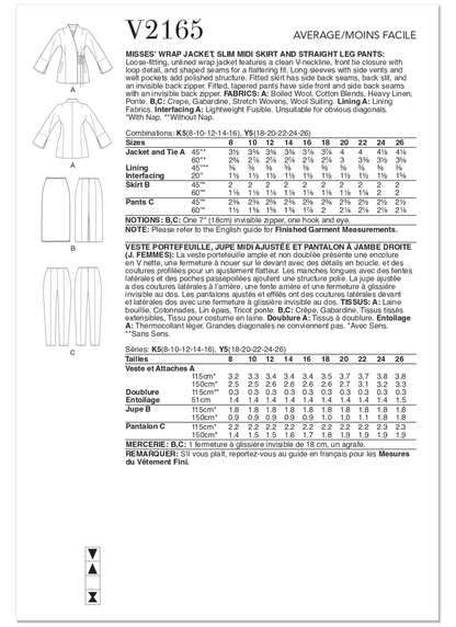 Vogue Patterns V2165 pattern envelope showing wrap jacket designs