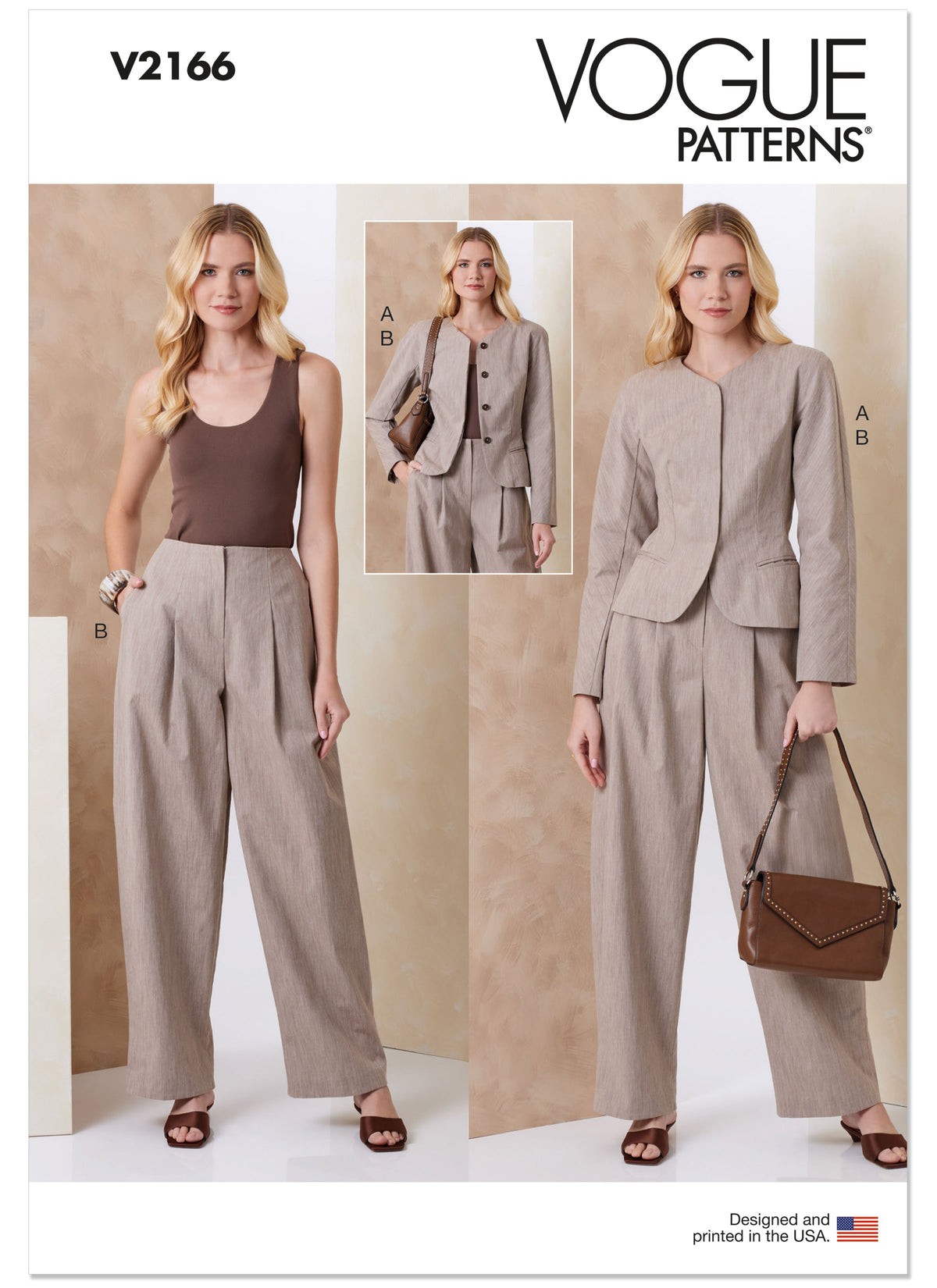 Vogue Patterns V2166 pattern envelope showing structured jacket designs