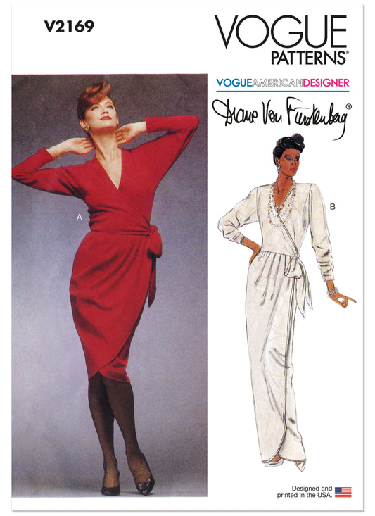 Vogue Patterns V2169 pattern envelope showing vintage 1984 wrap dress designs