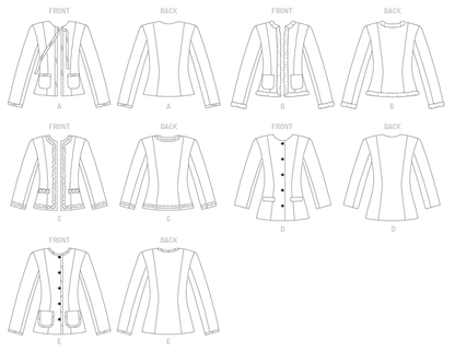 Vogue Patterns V7975 pattern envelope showing lined jacket designs