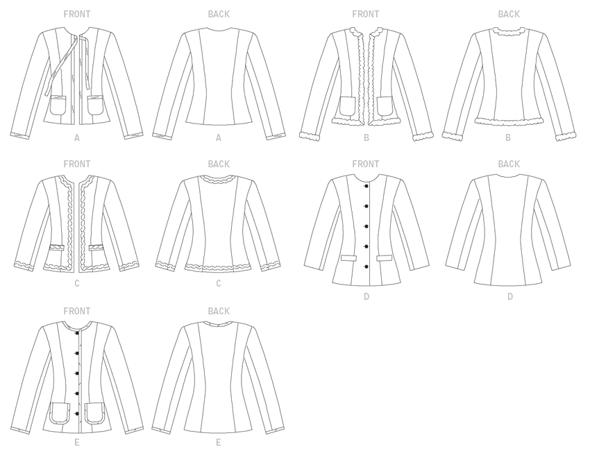 Vogue Patterns V7975 pattern envelope showing lined jacket designs
