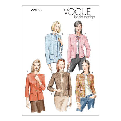 Vogue Patterns V7975 pattern envelope showing lined jacket designs