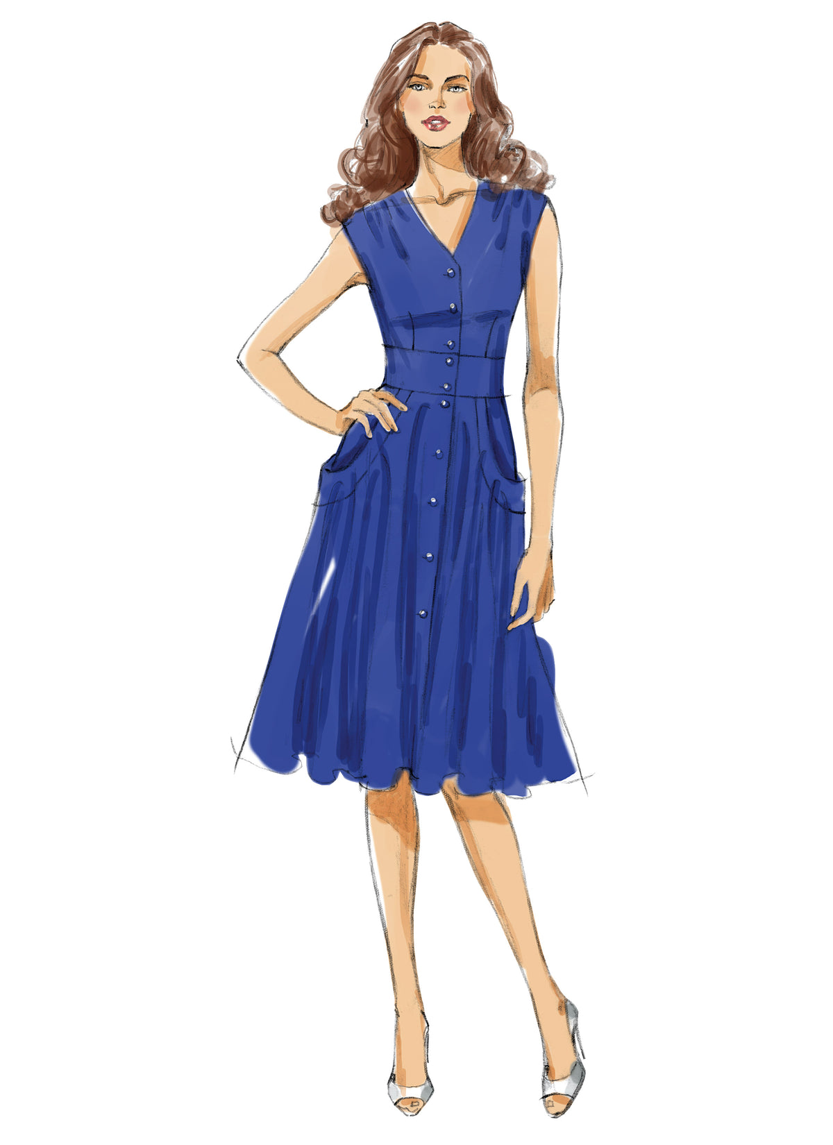 Vogue Patterns V8577 pattern envelope showing flared dress designs