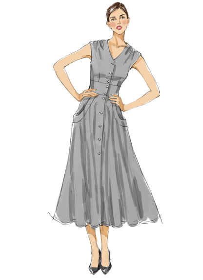 Vogue Patterns V8577 pattern envelope showing flared dress designs