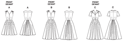 Vogue Patterns V8577 pattern envelope showing flared dress designs
