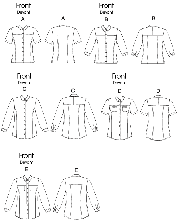 Vogue Patterns V8689 pattern envelope showing fitted shirt designs