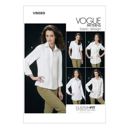 Vogue Patterns V8689 pattern envelope showing fitted shirt designs