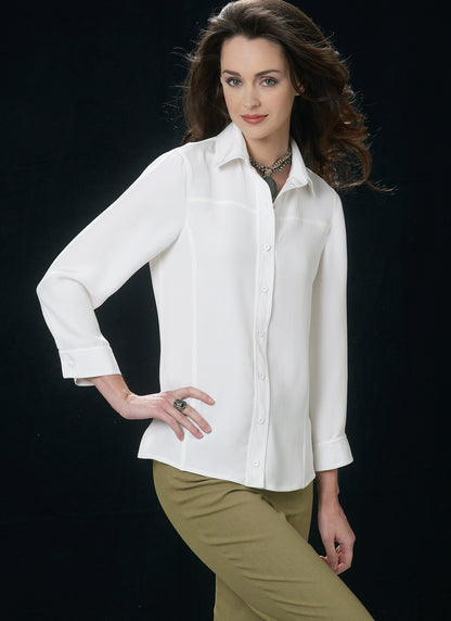 Vogue Patterns V8689 pattern envelope showing fitted shirt designs