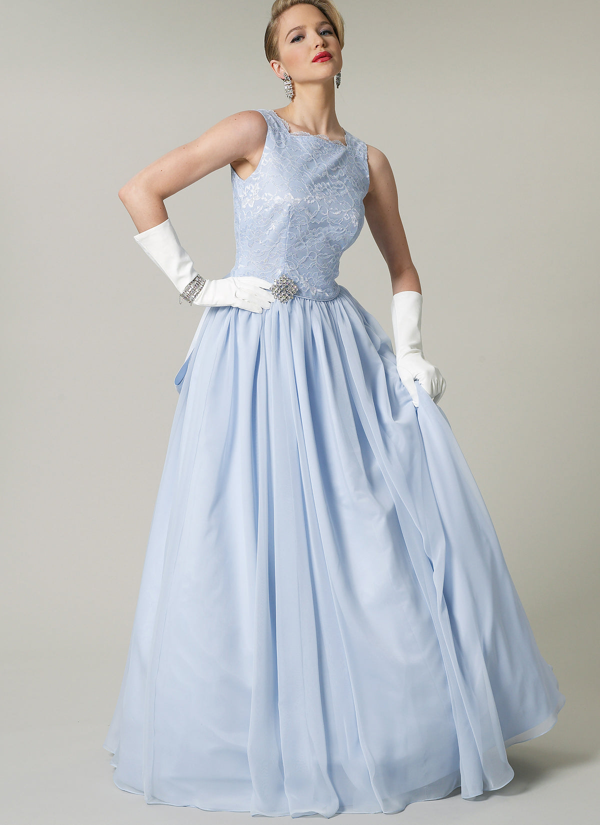 Vogue Patterns V8729 pattern envelope showing square neck dress designs