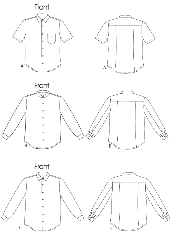 Vogue Patterns V8759 pattern envelope showing men's fitted shirt designs