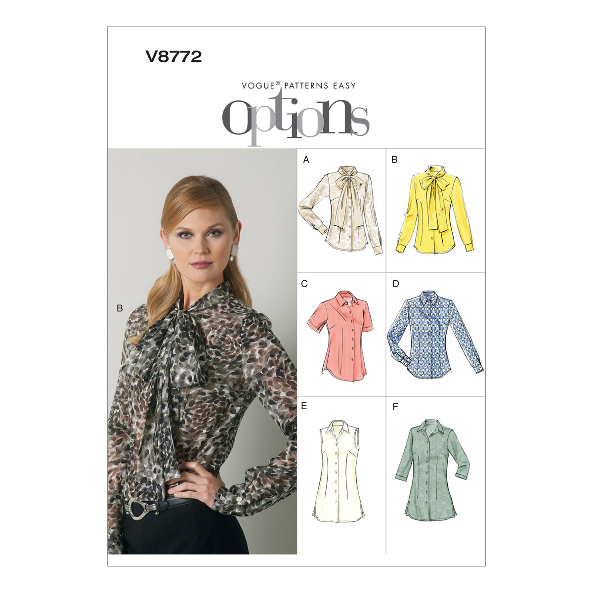 Vogue Patterns V8772 pattern envelope showing fitted blouse designs