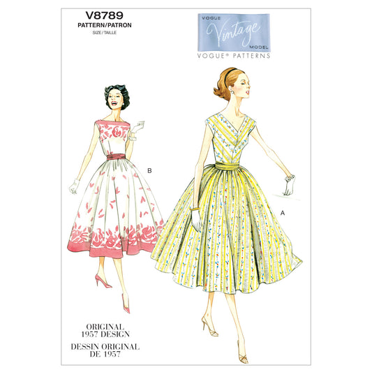 Vogue Patterns V8789 pattern envelope showing sleeveless dress designs