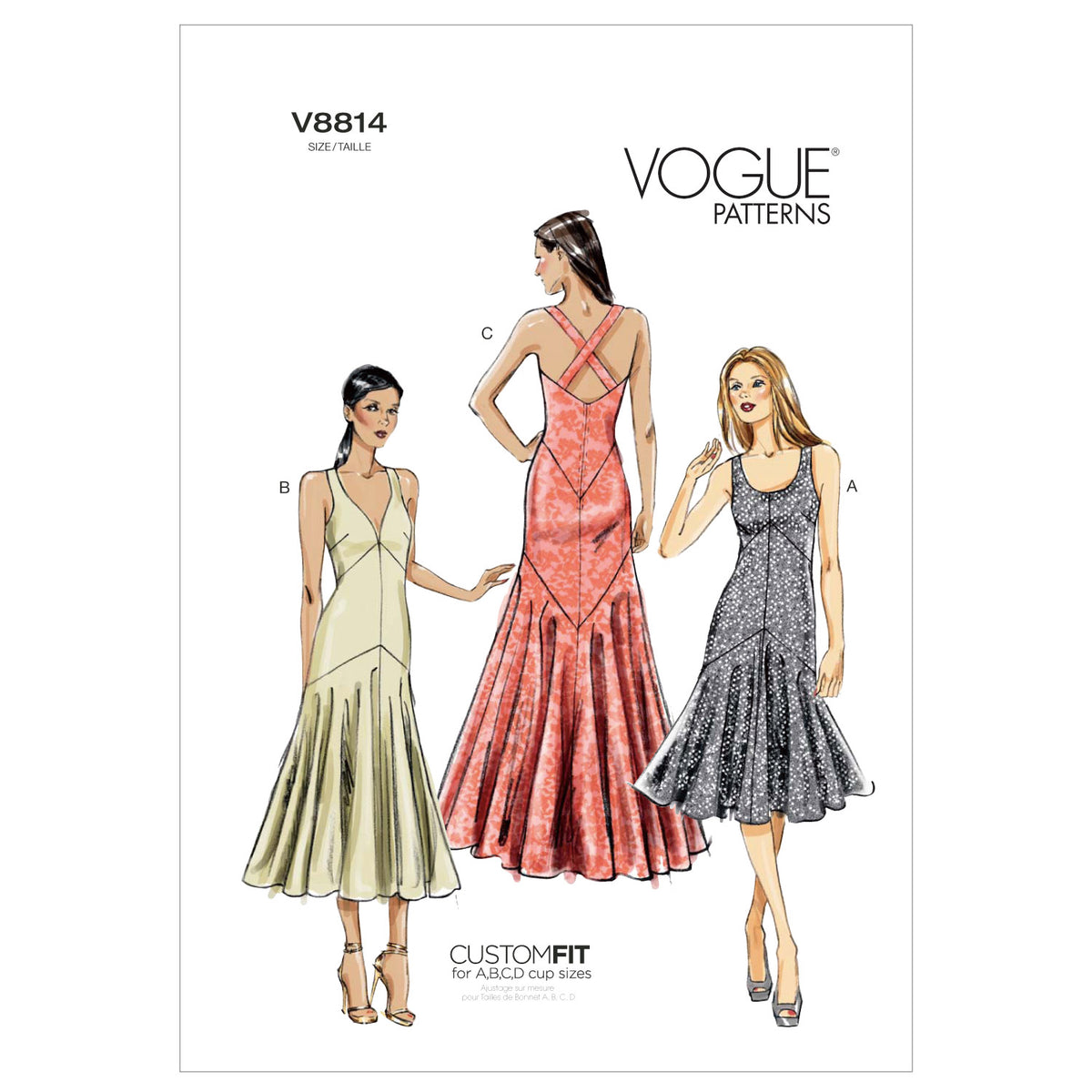 Vogue Patterns V8814 pattern envelope showing special occasion dress designs
