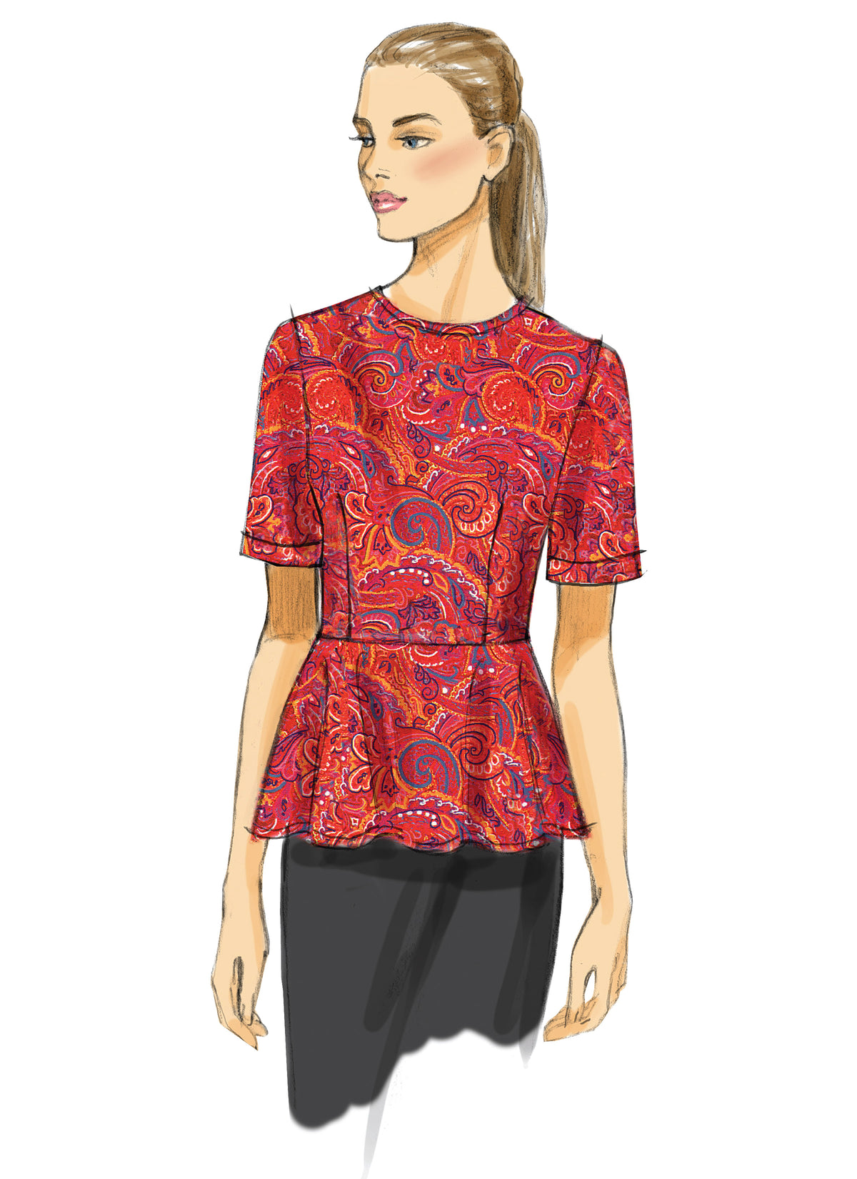 Vogue Patterns V8815 pattern envelope showing fitted top designs