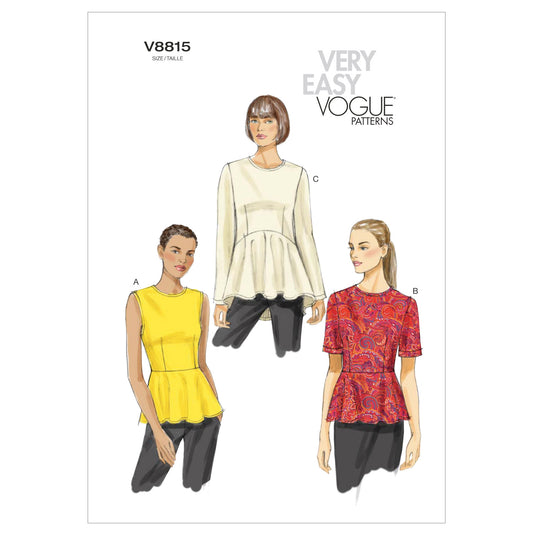 Vogue Patterns V8815 pattern envelope showing fitted top designs