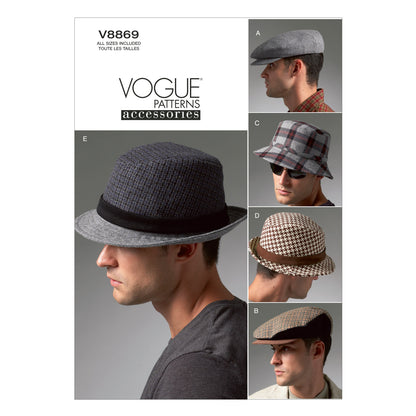 Vogue Patterns V8869 pattern envelope showing lined hats designs