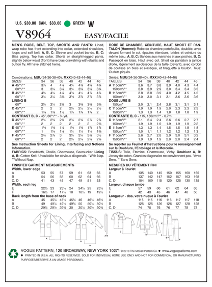 Vogue Patterns V8964 robe sewing pattern envelope