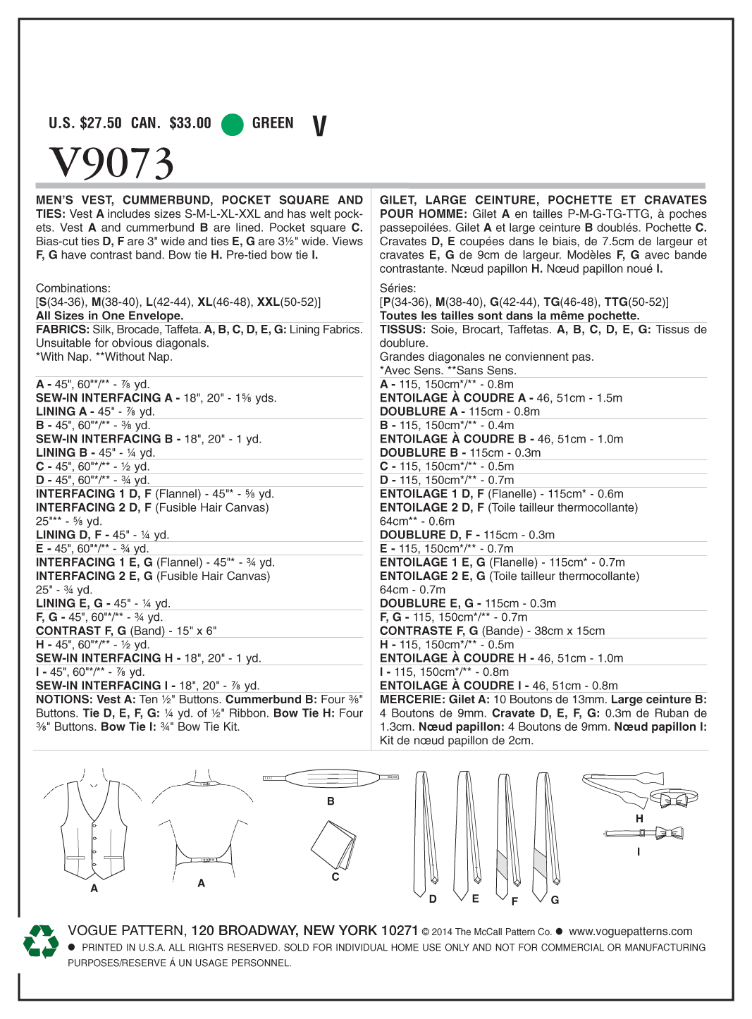 Vogue Patterns V9073 waistcoat sewing pattern envelope