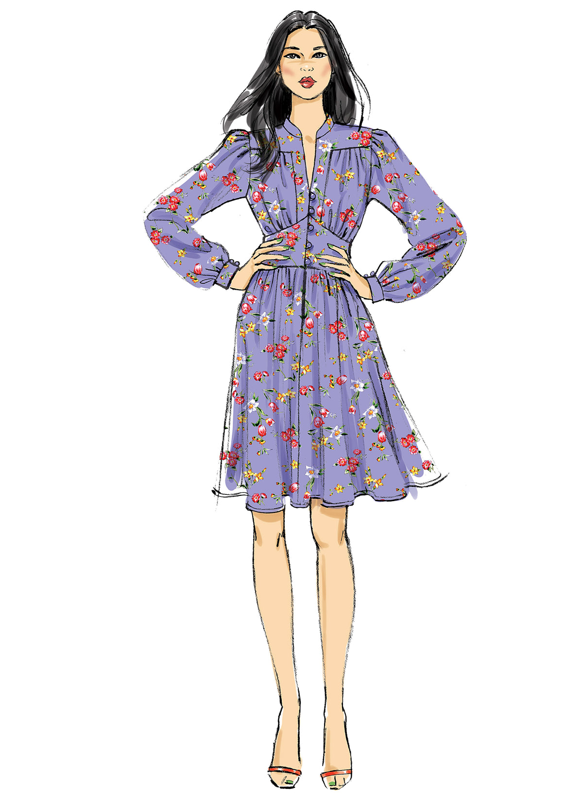 Vogue Patterns V9076 envelope showing misses' pullover dress designs