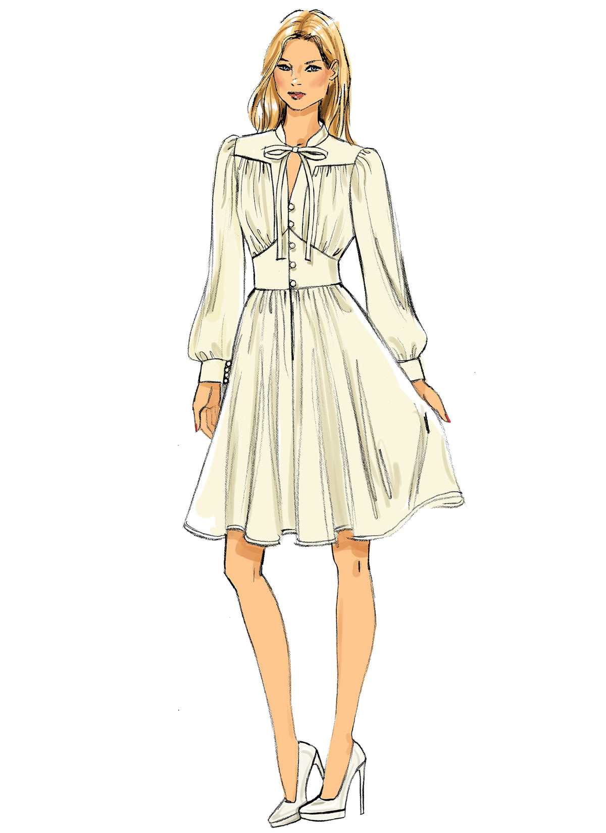 Vogue Patterns V9076 envelope showing misses' pullover dress designs