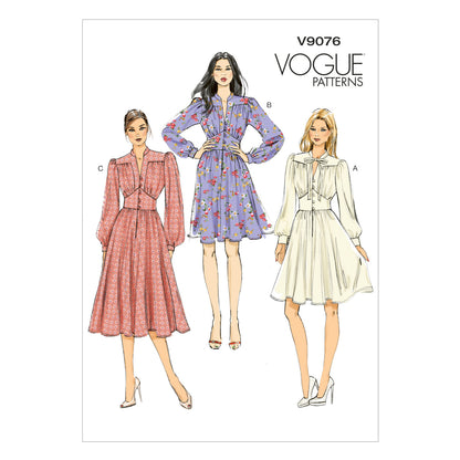 Vogue Patterns V9076 envelope showing misses' pullover dress designs